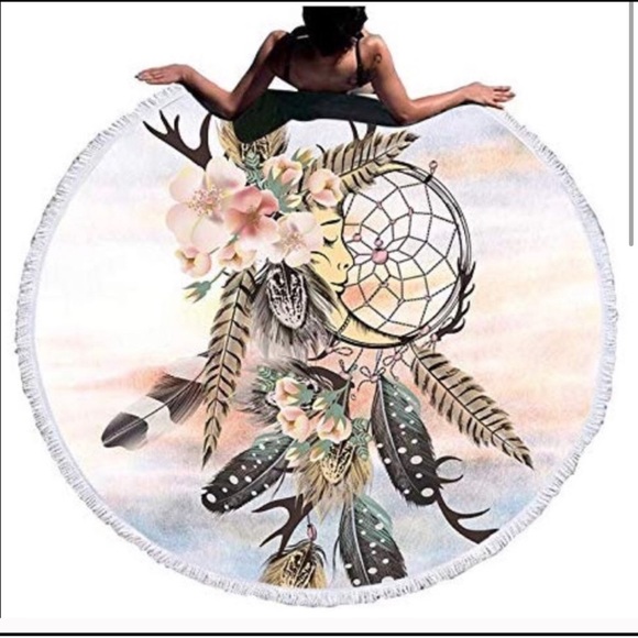 Round Beach 🏖 Towel “ Moon 🌙 Dreamcatcher  NWOT - Picture 2 of 8